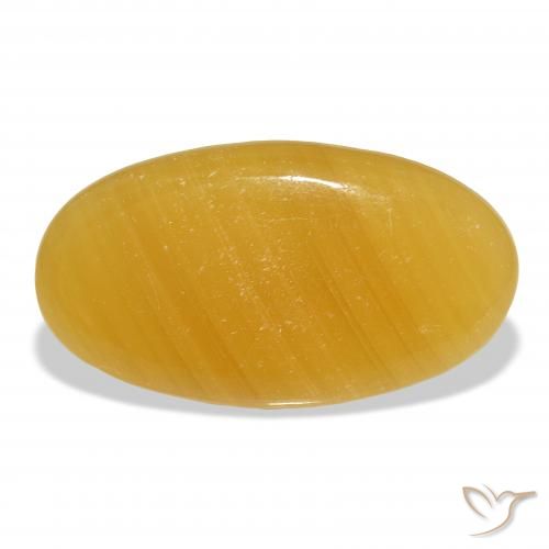 45.38ct Natural Golden-Orange Calcite, Oval, Translucent, Photo A
