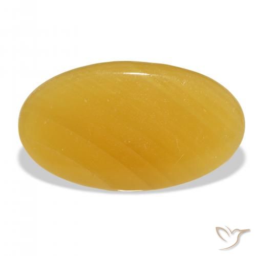 37.32ct Natural Golden-Orange Calcite, Oval, Translucent, Photo A