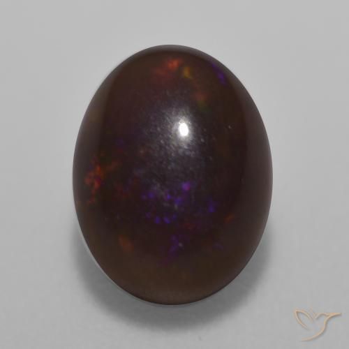 0.98ct Natural Multicolor Chocolate Opal, Oval, Translucent