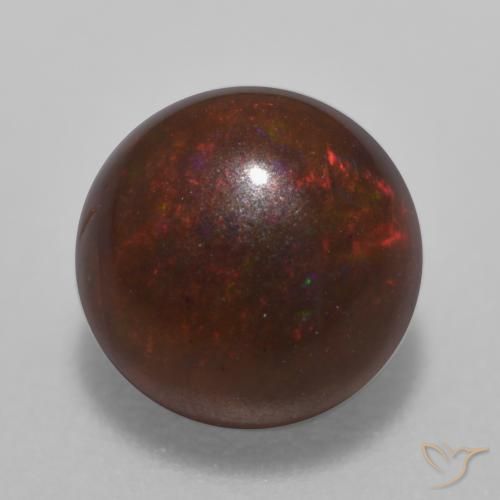 0.64ct Natural Multicolor Chocolate Opal, Round, Translucent