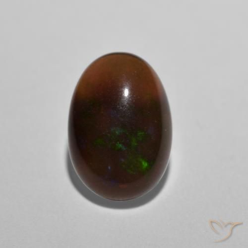 0.66ct Natural Multicolor Chocolate Opal, Oval, Translucent