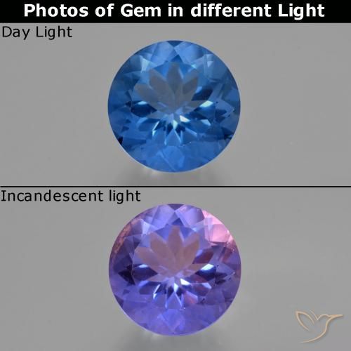 12.25ct Natural Dark Blue Color-Change Fluorite, Round, VS