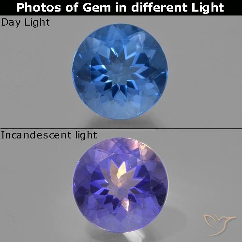11.83ct Natural Dark Blue Color-Change Fluorite, Round, VS