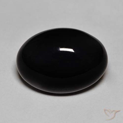 11.40ct Natural Black Onyx, Oval, Opaque, Photo A
