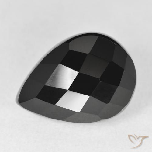 11.28ct Natural Black Onyx, Pear Shape, Opaque, Photo A