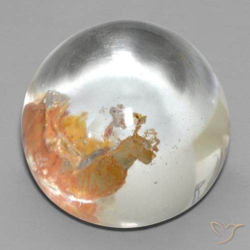 75.10ct Natural Multicolor Quartz With Marcasite, Round, Transparent