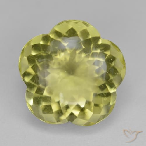 13.86ct Natural Greenish Yellow Quartz, Flower Cut, Transparent